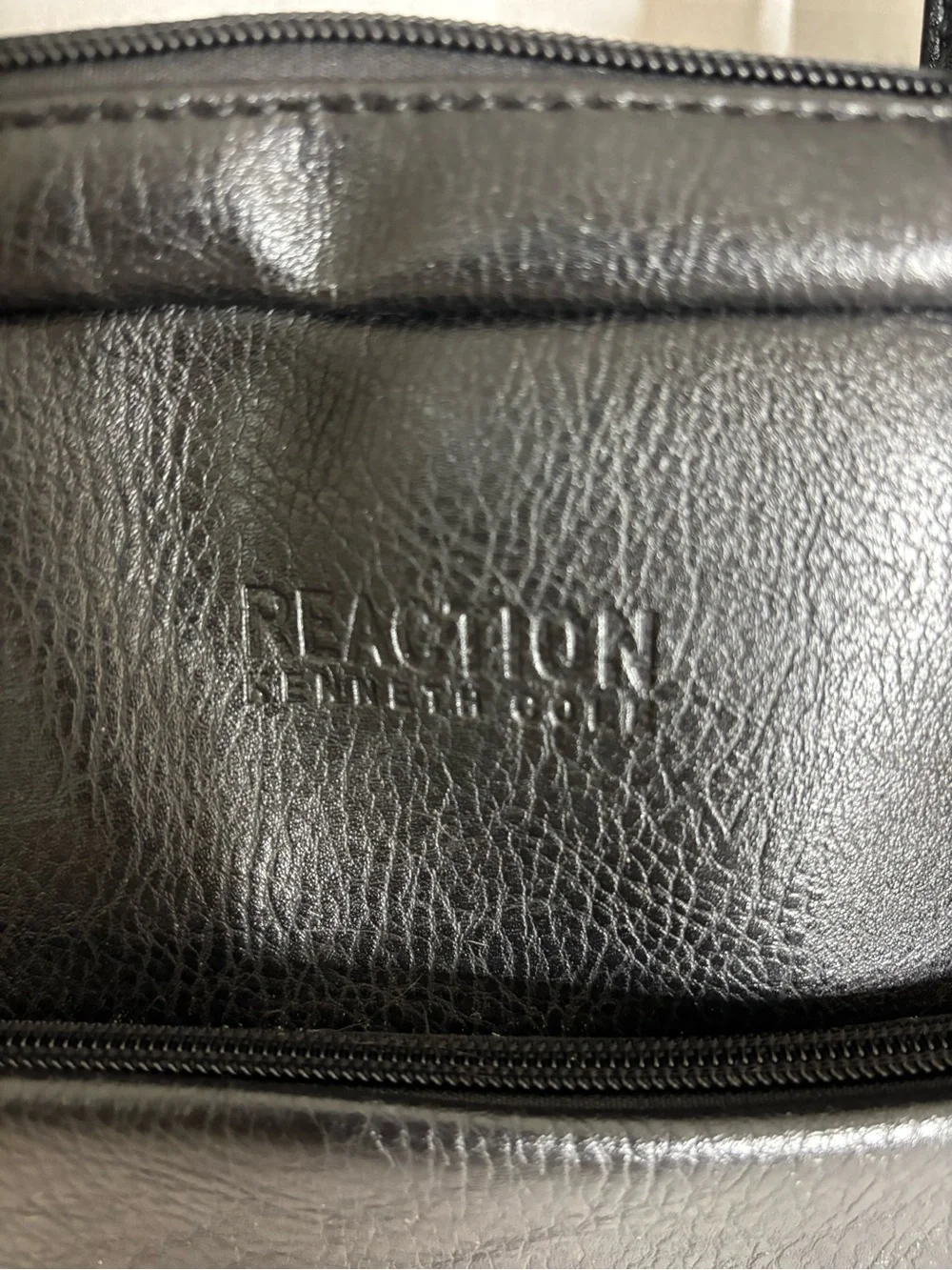 Black Faux Leather Laptop Briefcase Messenger Bag